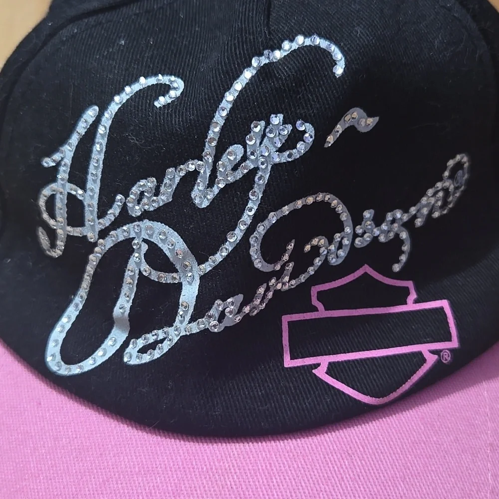 Black and Pink Harley Davidson Hat